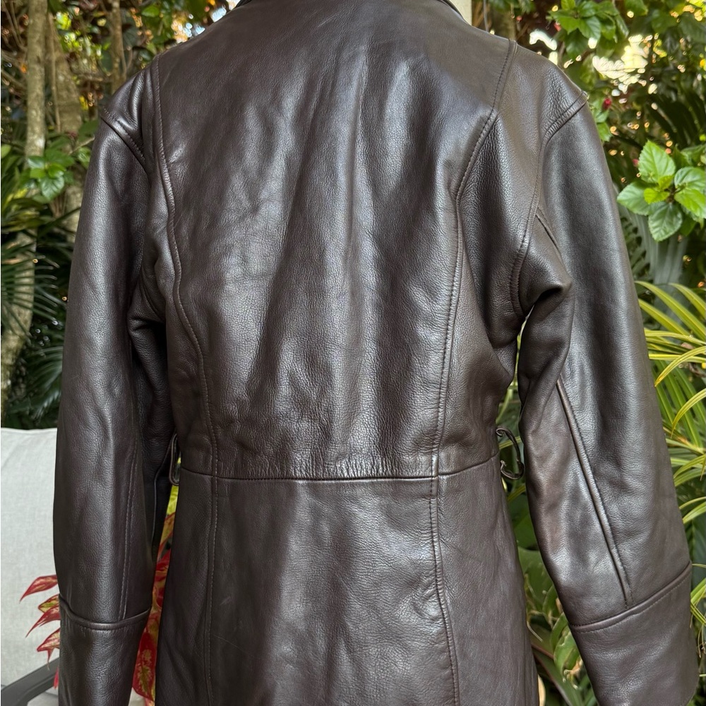 Vintage American Born Coat Women Small Brown Leather Jacket Lined Retro Y2K - Picture 8 of 16